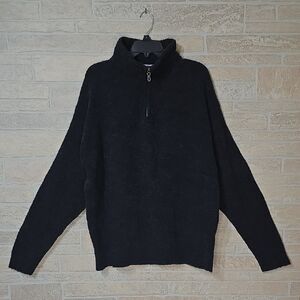 NORTHERN ISLES MERINO WOOL BLEND 1/4 ZIP PULLOVER CHARCOAL